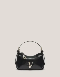 Bolso de mano Margot Metal mini piel craquelada negra