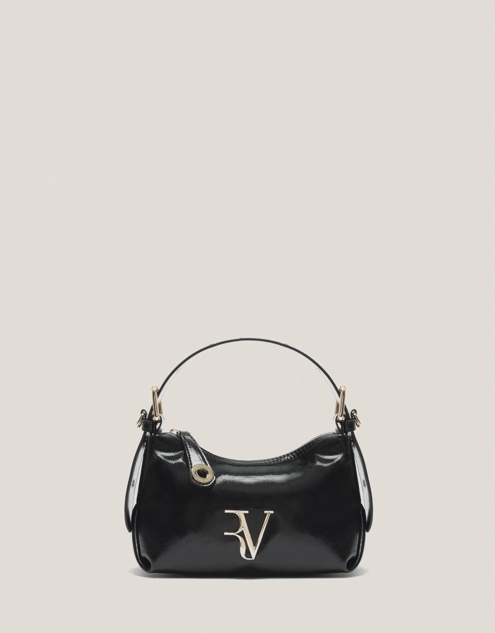 Bolso de mano Margot Metal mini piel craquelada negra
