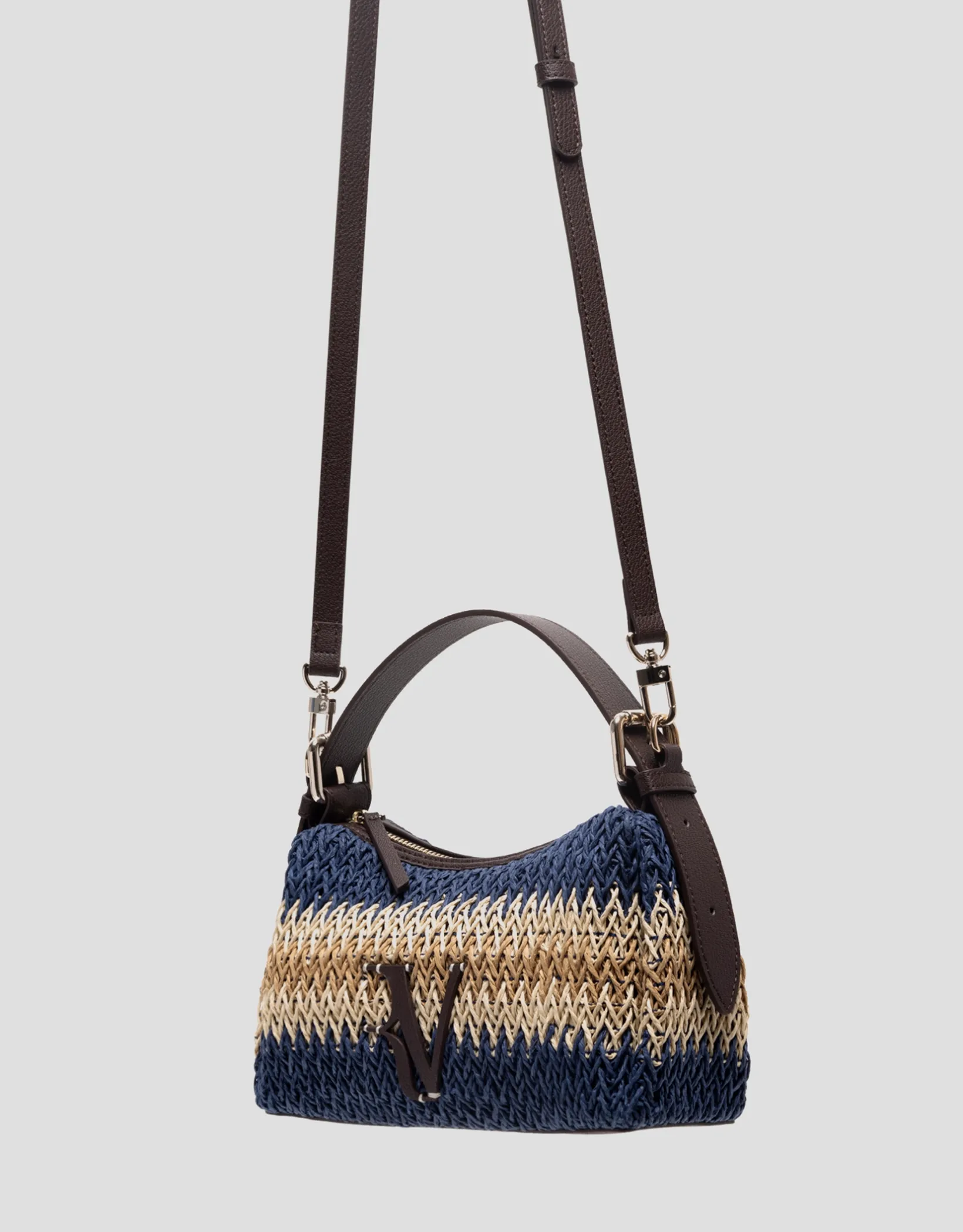 Bolso de mano Margot Mini beige y azul