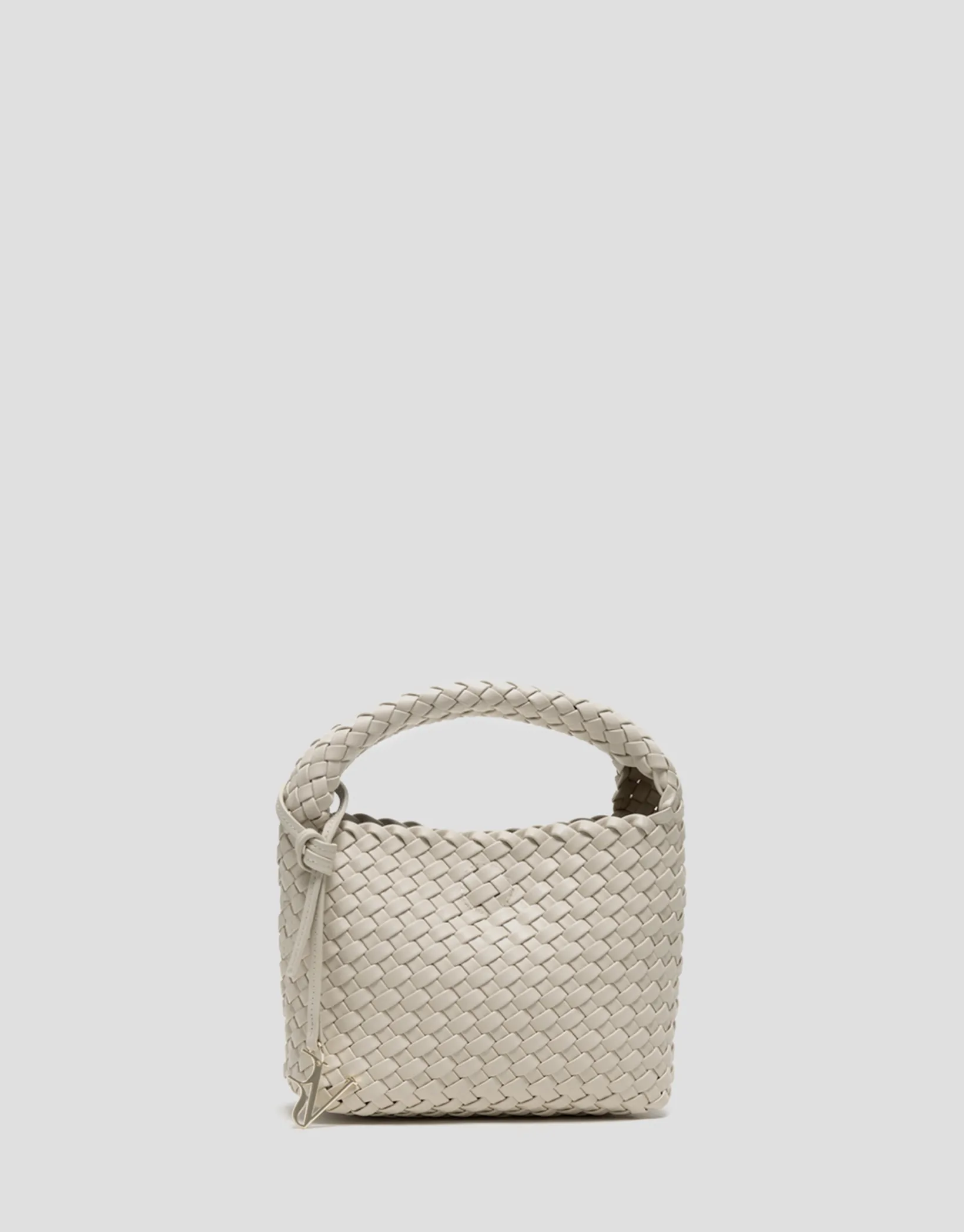 Bolso de mano Paula Clutch piel trenzada crudo