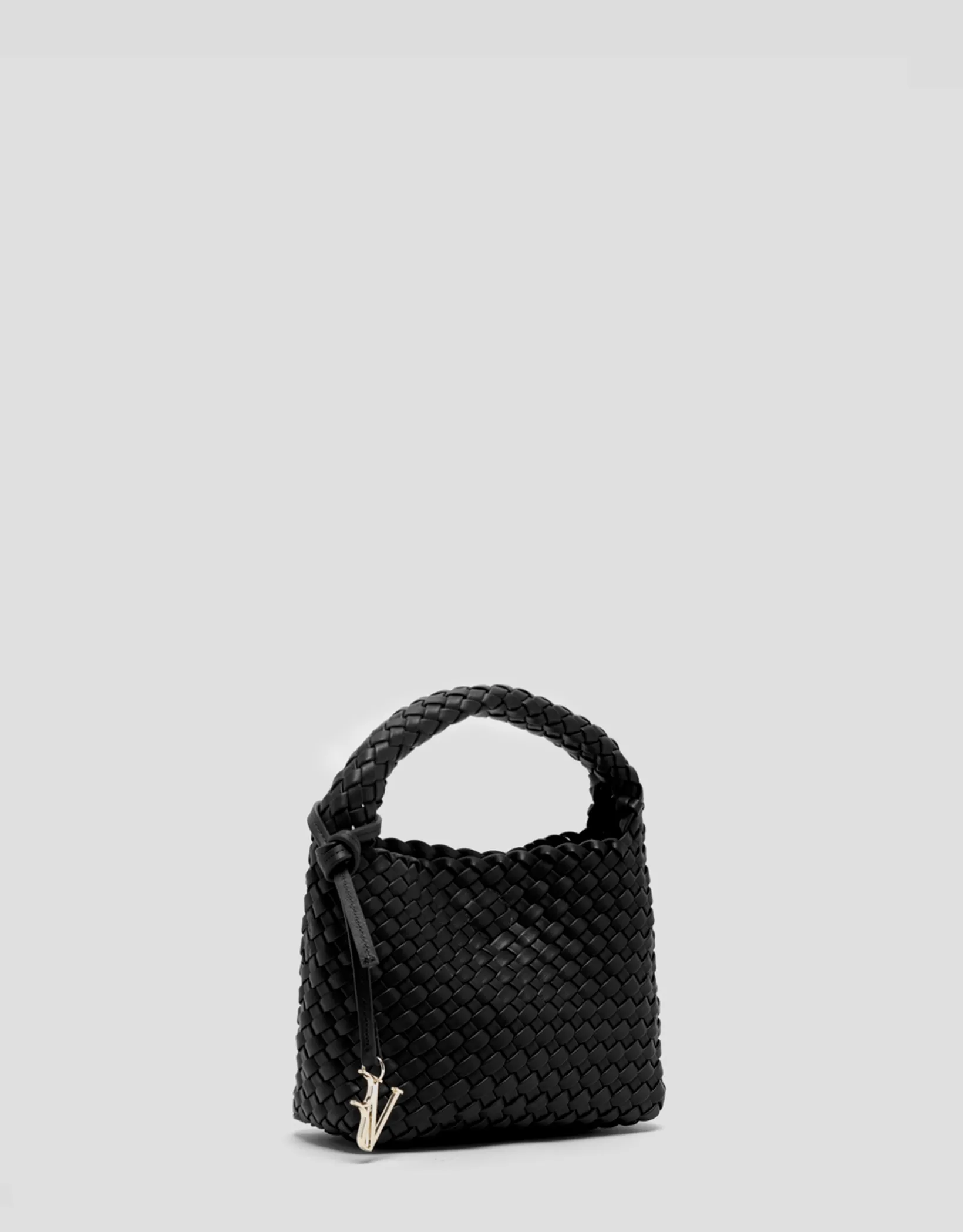Bolso de mano Paula Clutch piel trenzada negro
