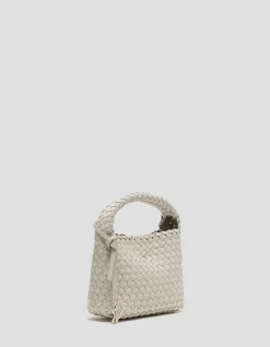 Bolso de mano Paula Clutch piel trenzada crudo