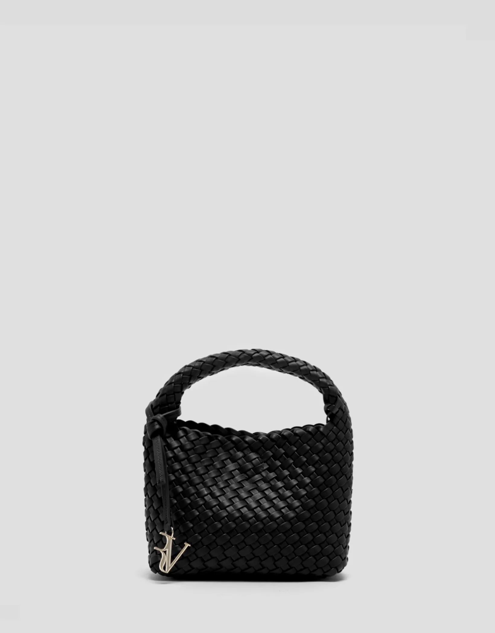 Bolso de mano Paula Clutch piel trenzada negro