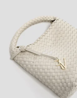 Bolso de mano Paula Hobo Midi piel trenzada crudo