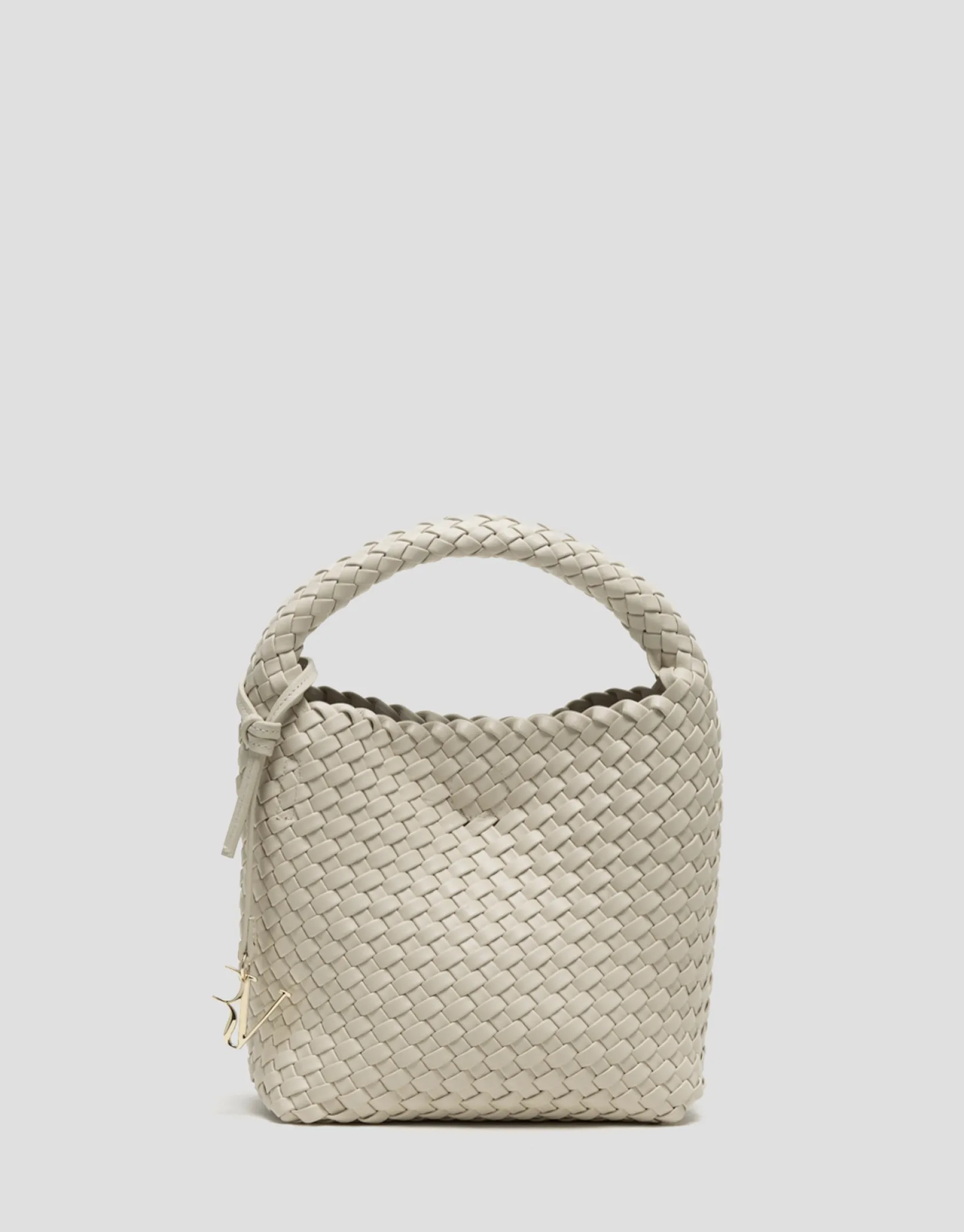 Bolso de mano Paula Hobo Midi piel trenzada crudo