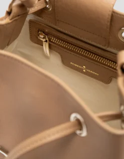 Bolso de mano Valentina Bucket piel cámel