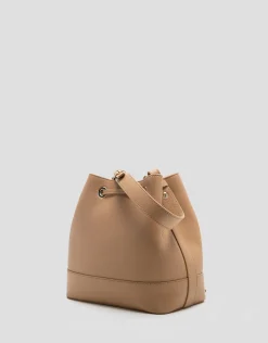 Bolso de mano Valentina Bucket piel cámel