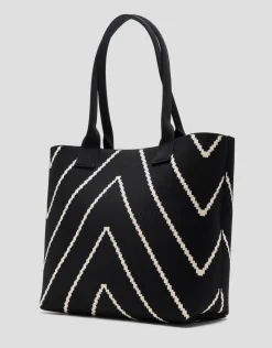 Bolso maxi shopper Kendall punto negro listas crudo