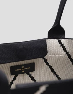 Bolso maxi shopper Kendall punto negro listas crudo