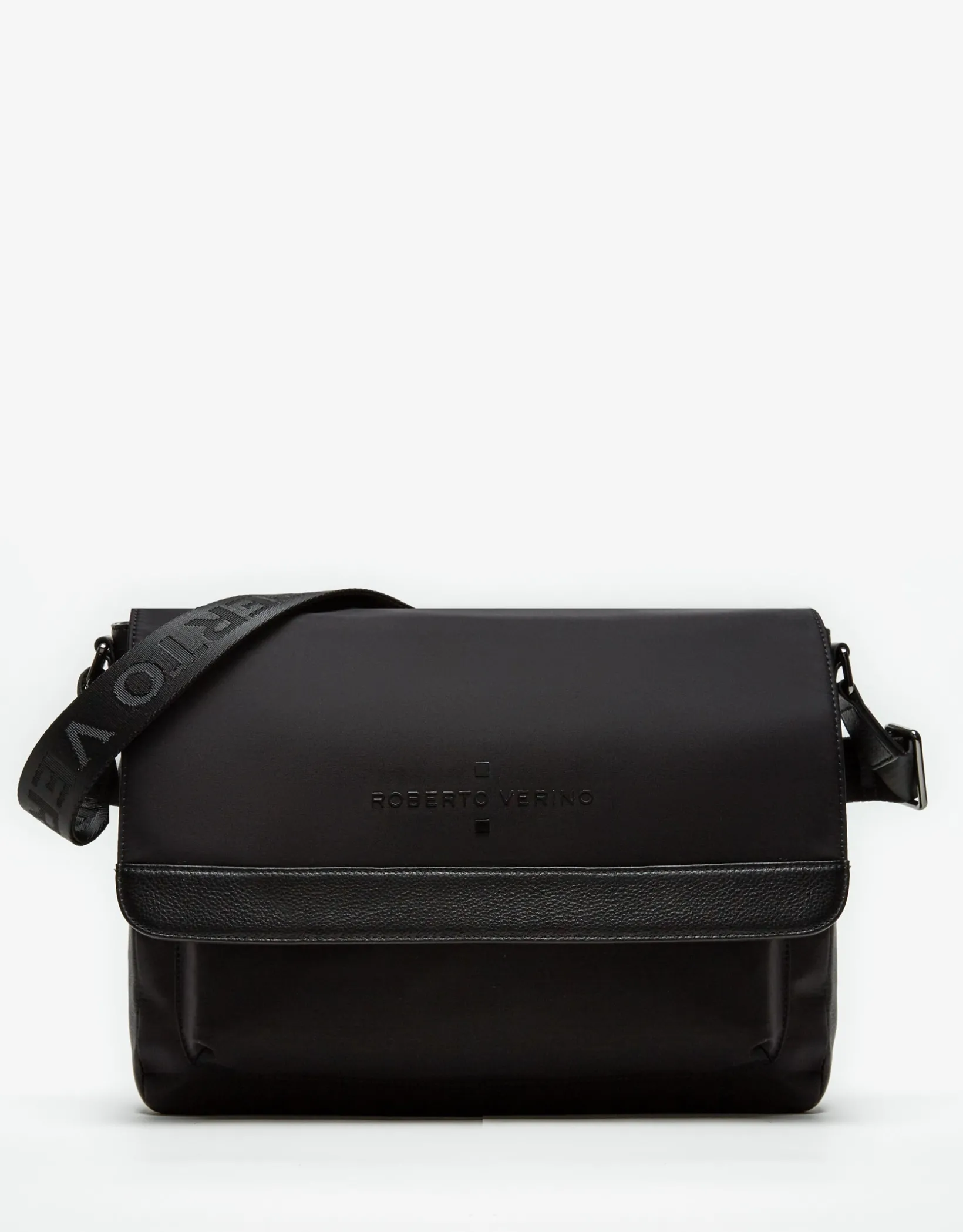 Bolso Messenger Charlie nailon y piel negro