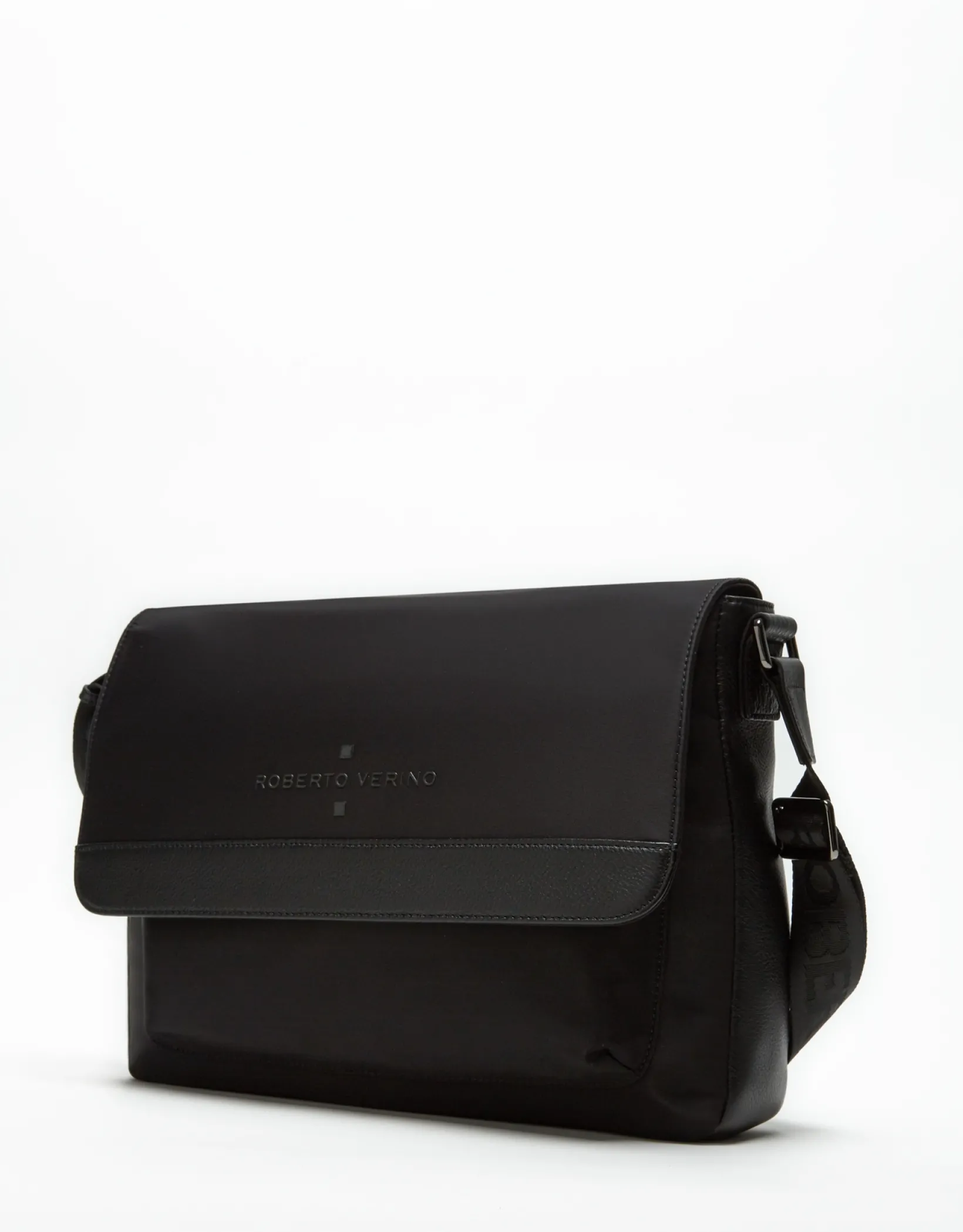 Bolso Messenger Charlie nailon y piel negro