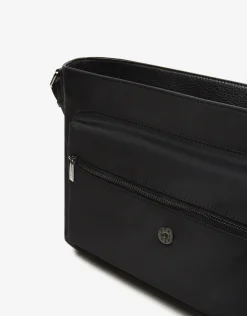 Bolso Messenger Charlie nailon y piel negro