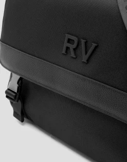 Bolso messenger nailon y piel negro