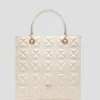Bolso Satchel Maxi Linda piel acolchada crudo