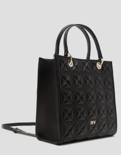 Bolso Satchel Maxi Linda piel acolchada negra