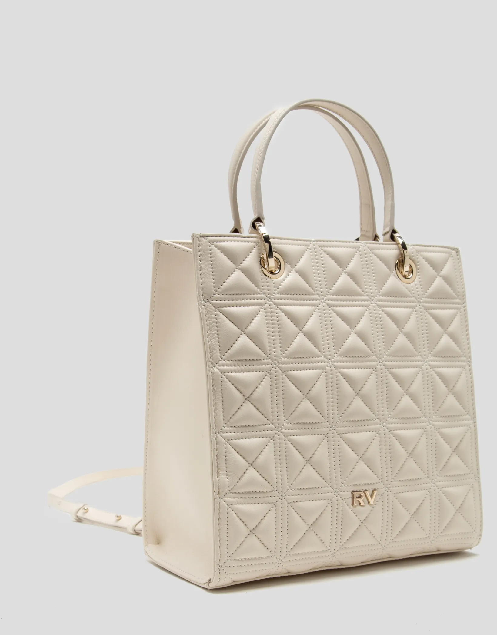 Bolso Satchel Maxi Linda piel acolchada crudo