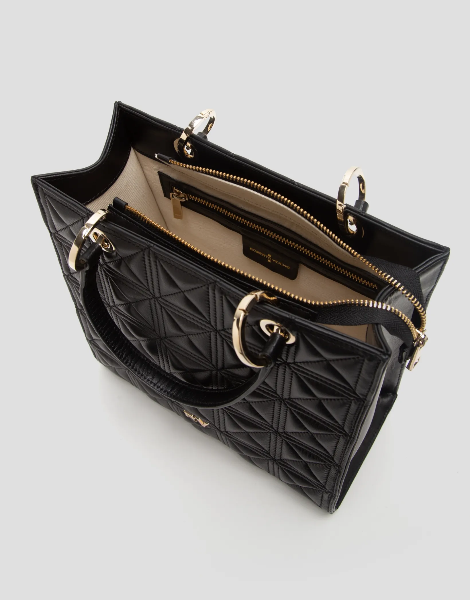 Bolso Satchel Maxi Linda piel acolchada negra