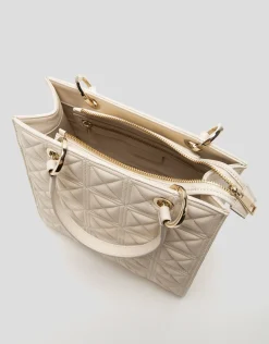 Bolso Satchel Maxi Linda piel acolchada crudo