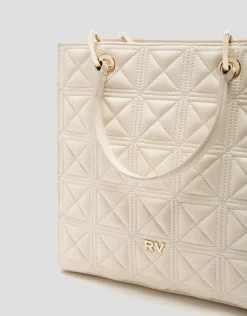 Bolso Satchel Maxi Linda piel acolchada crudo