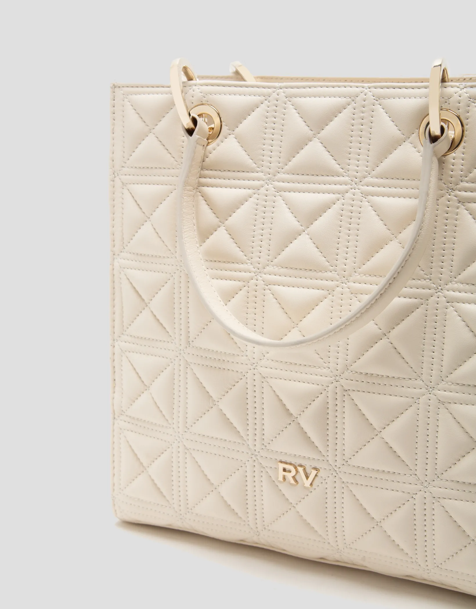 Bolso Satchel Maxi Linda piel acolchada crudo