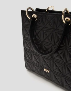 Bolso Satchel Maxi Linda piel acolchada negra