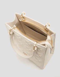 Bolso Satchel Mini Linda piel acolchada crudo