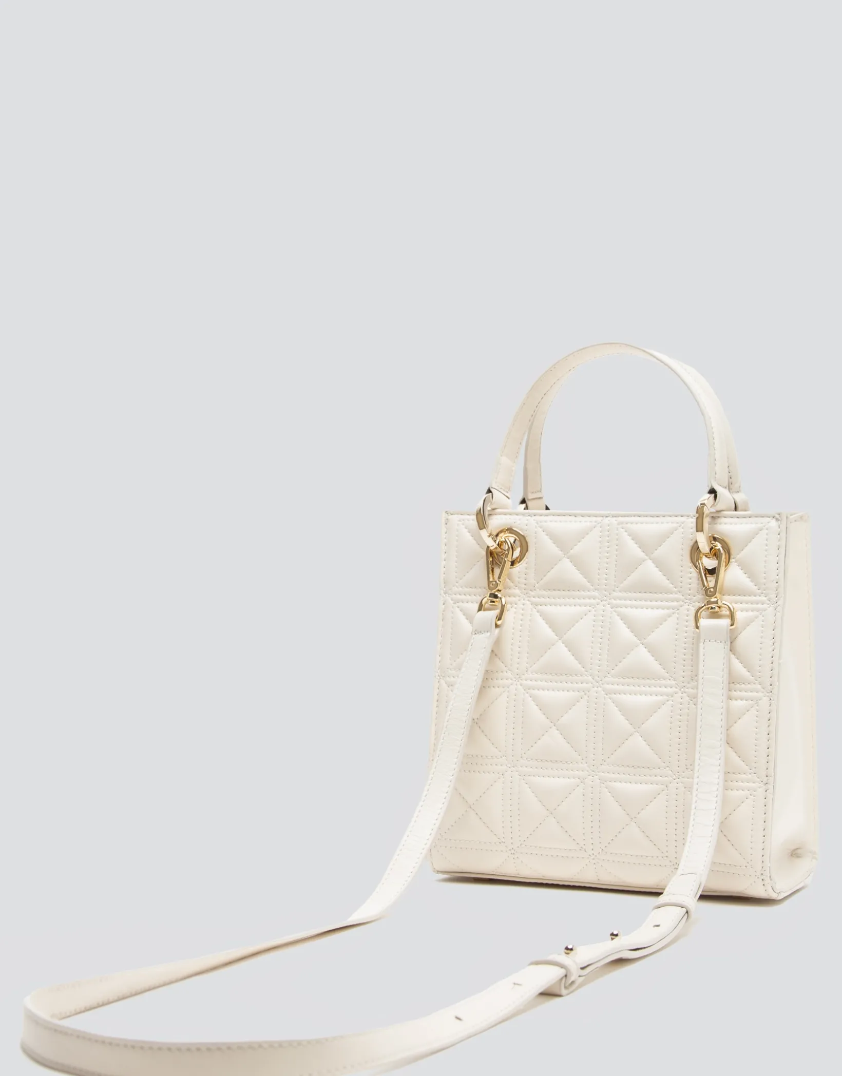Bolso Satchel Mini Linda piel acolchada crudo