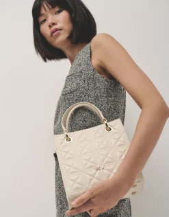 Bolso Satchel Mini Linda piel acolchada crudo