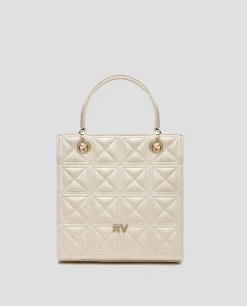 Bolso Satchel Mini Linda piel acolchada crudo
