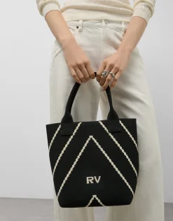 Bolso shopper Kendall punto negro listas crudo