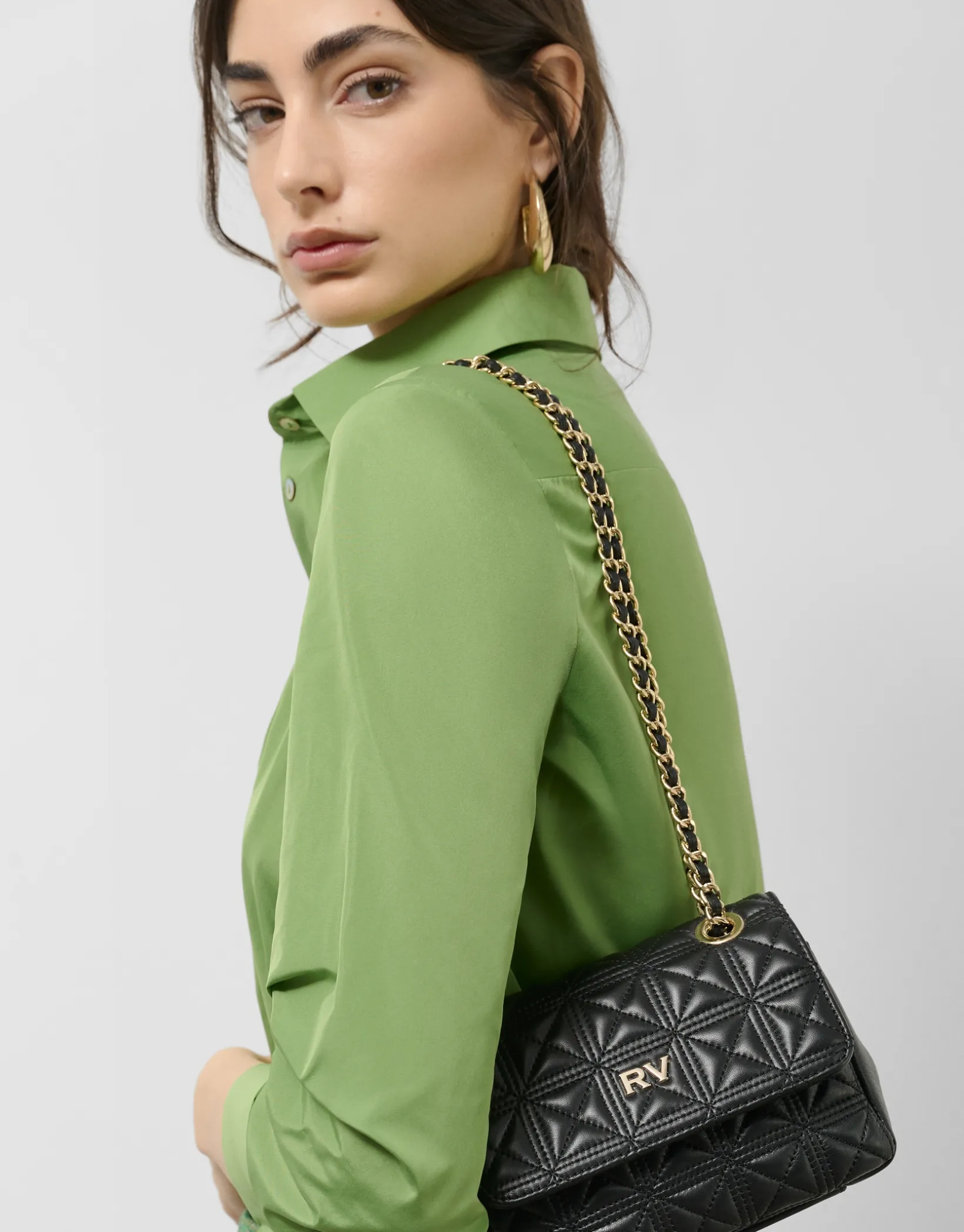 Bolso shoulder Linda Mini piel acolchada negro