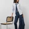 Camisa algodón blanco con listas azules