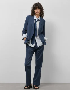 Camisa algodón blanco con listas azules