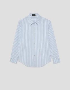 Camisa algodón blanco con listas azules