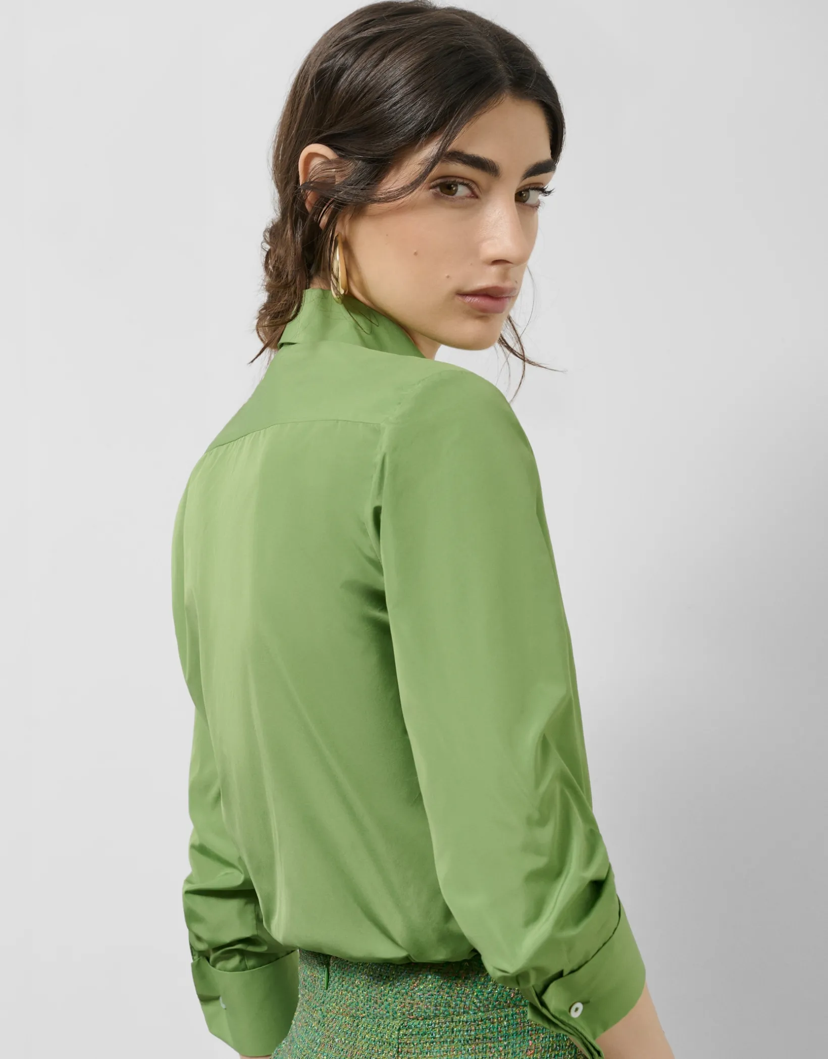 Camisa manga larga tafeta verde