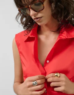 Camisa sin mangas algodón rojo