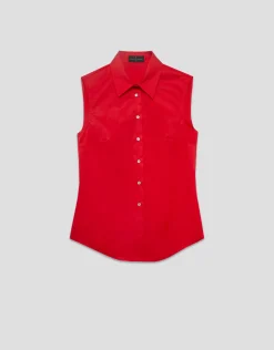 Camisa sin mangas algodón rojo