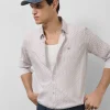 Camisa sport regular blanca estampado geométrico rojo/marino