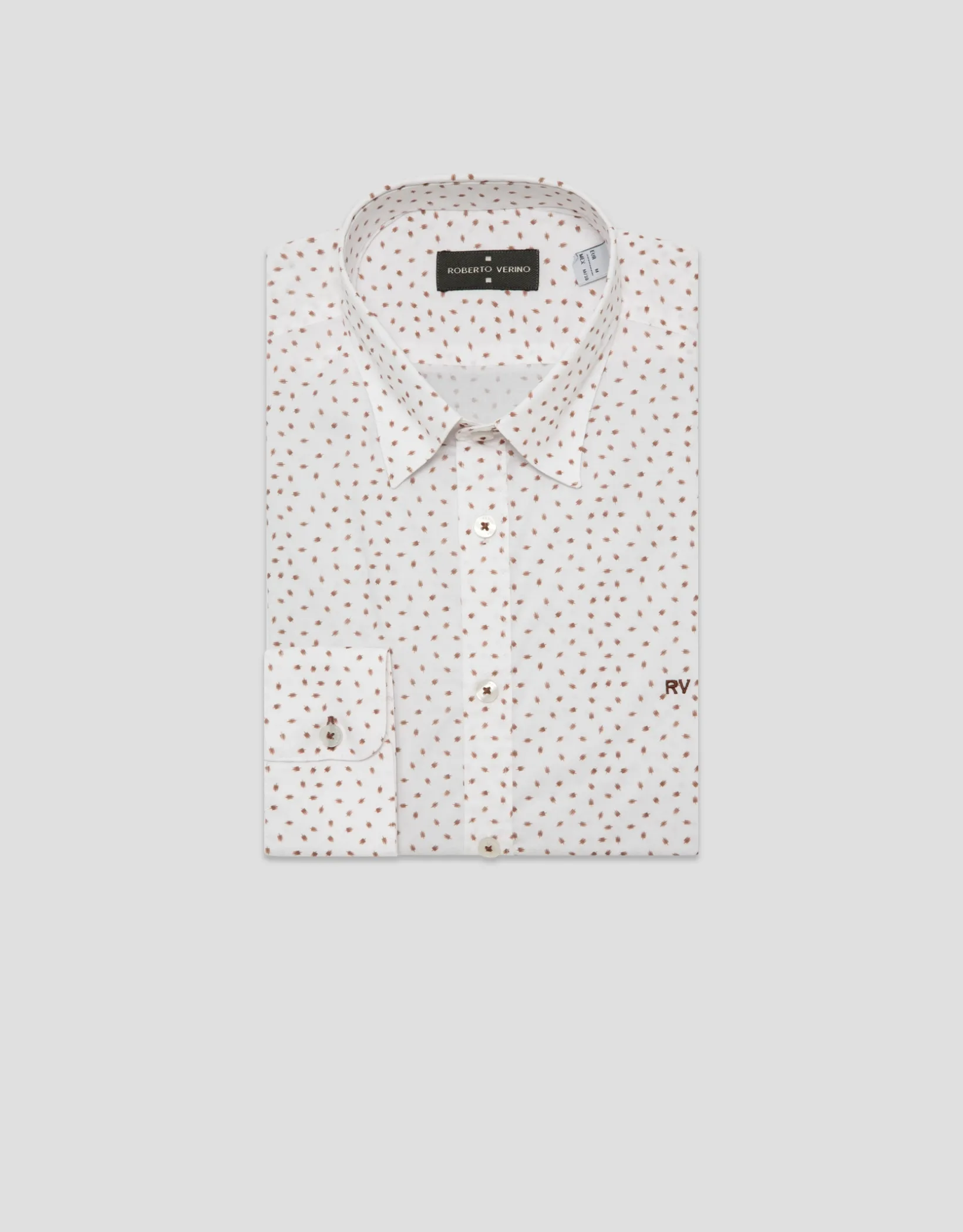 Camisa sport regular blanca estampado tostado