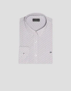 Camisa sport regular blanca estampado geométrico rojo/marino