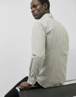 Camisa sport regular cuadros verde caqui