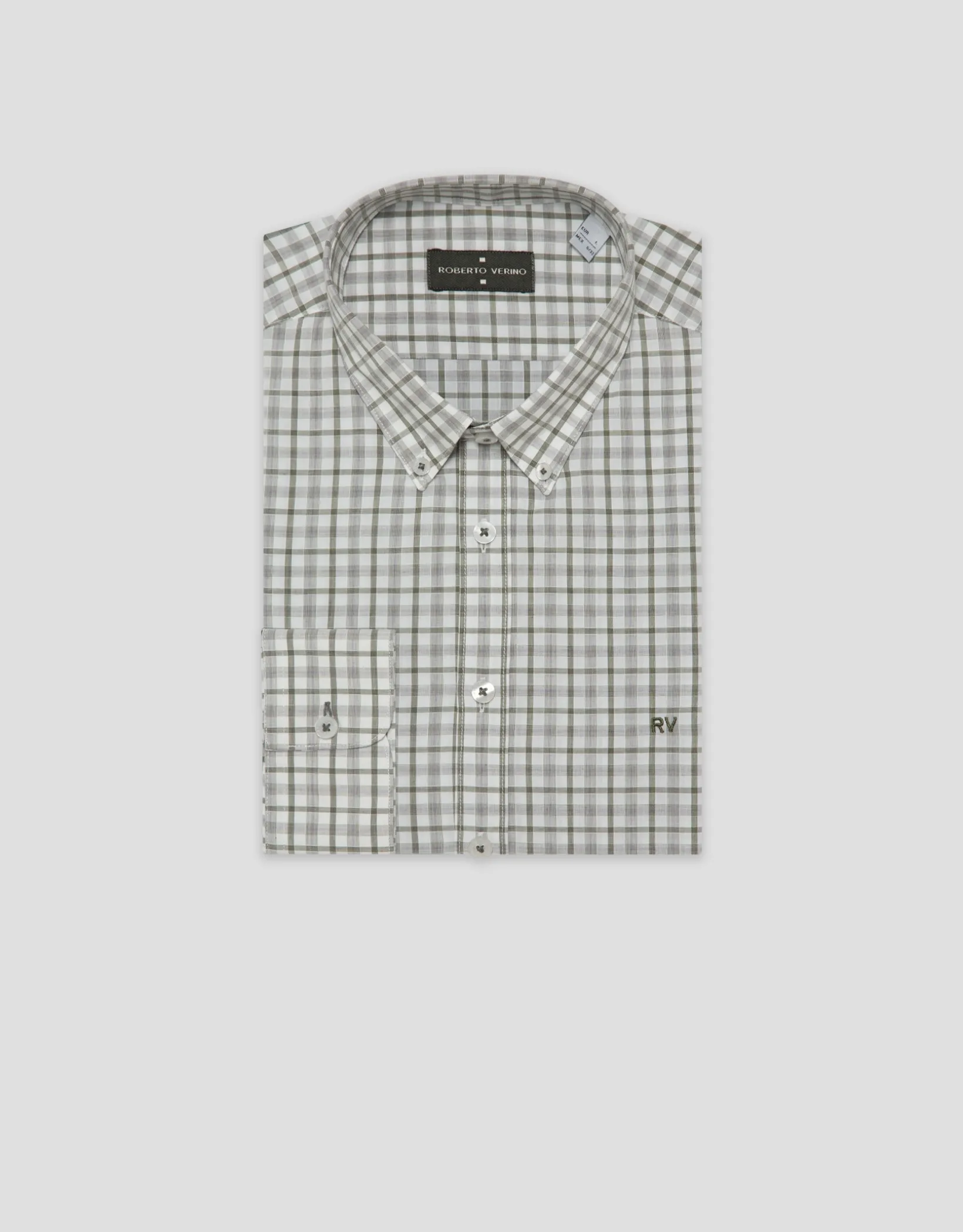 Camisa sport regular cuadros verde caqui