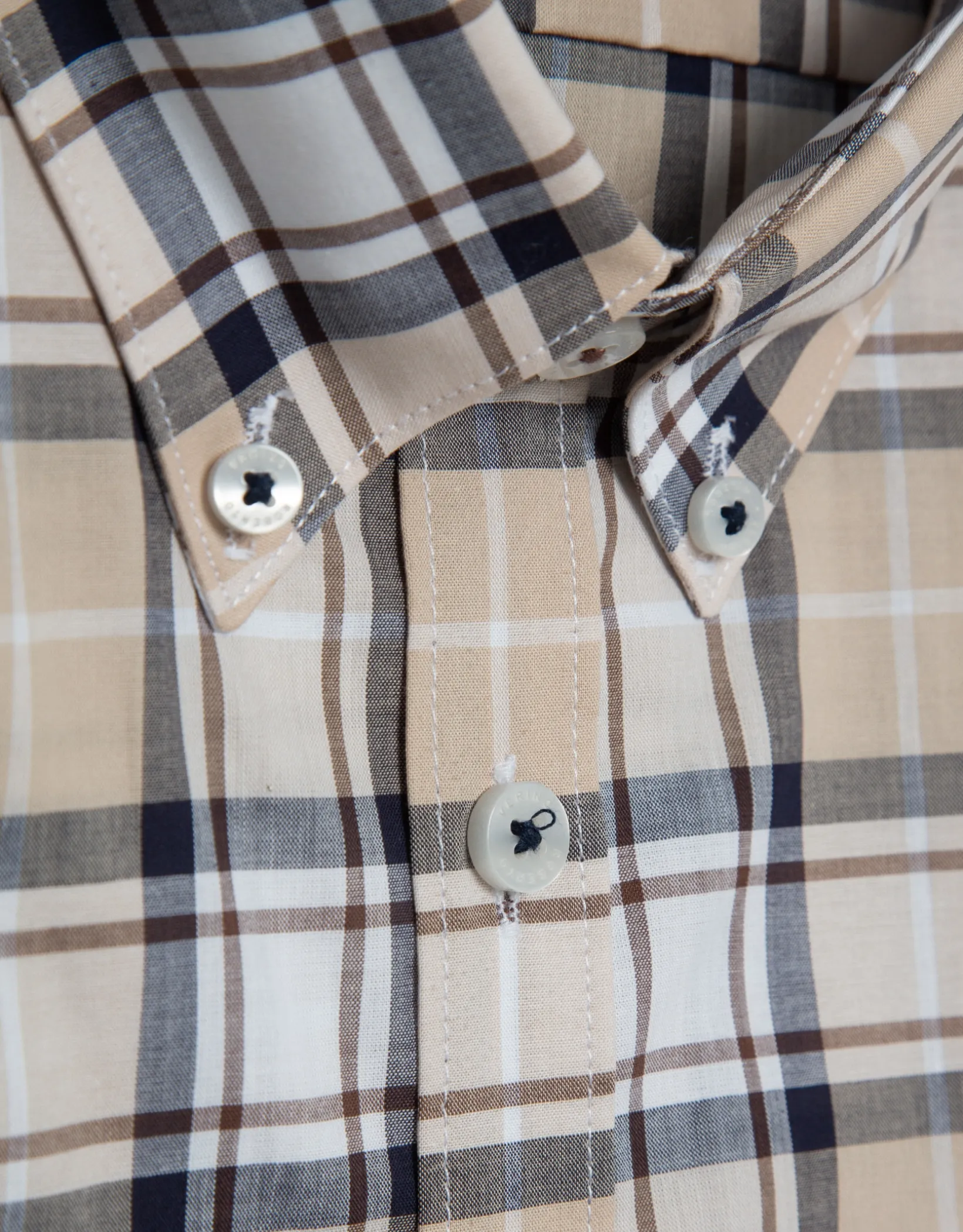 Camisa sport regular cuadros beige/marino/blanco