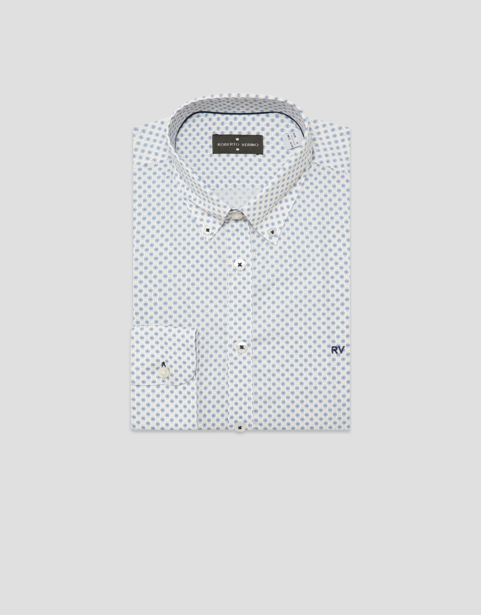 Camisa sport regular estampado geométrico amarillo/azul