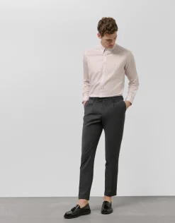 Camisa sport regular estampado geométrico gris/rosa
