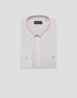 Camisa sport regular estampado geométrico gris/rosa