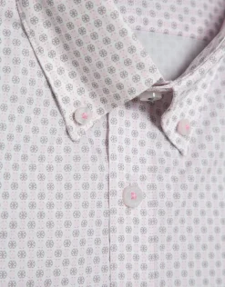 Camisa sport regular estampado geométrico gris/rosa