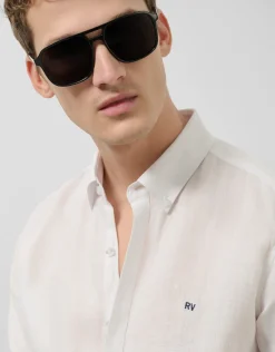 Camisa sport regular lino blanco