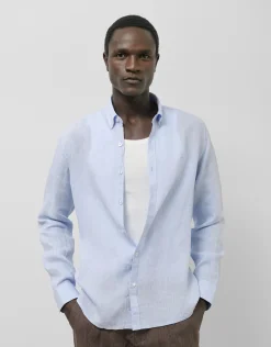 Camisa sport regular lino celeste
