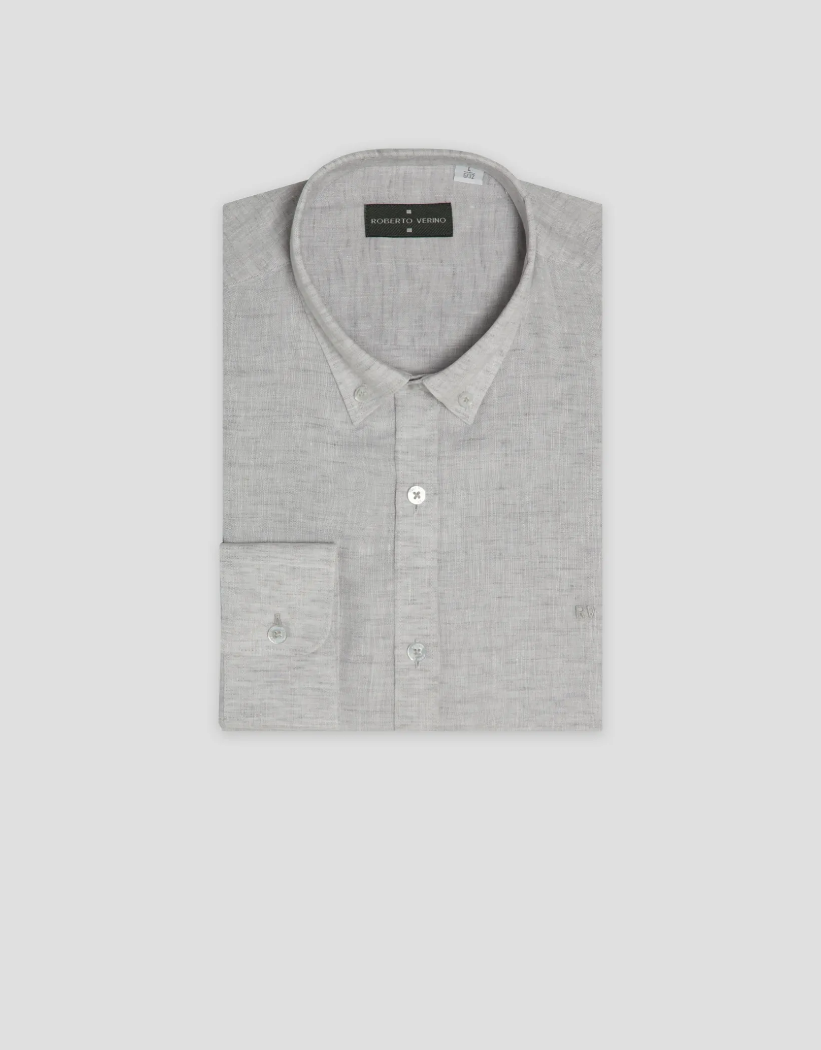 Camisa sport regular lino gris melange